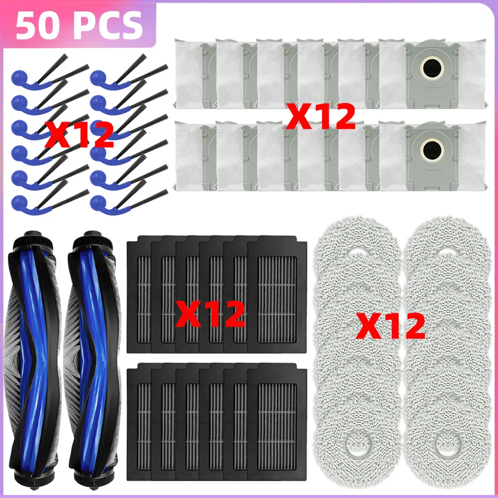 Für Ecovacs Deeboot T30C/T30C OMNI/T30C Prime Omni/T30C GEN 2/T30C OMNI GEN 2(Nicht T30C PRO/PRO OMNI), T30C MAX OMNI, N50 OMNI/N50 Pro Omni, T50S PRO OMNI/ T50S OMNI Haupt/Seitenbürste Filter Mopp