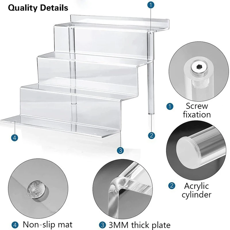 3/4/5 Tier Clear Display Risers Stand, Plastic Risers For Display, Plastic Perfume Organizer, Display For Figures, Cupcake