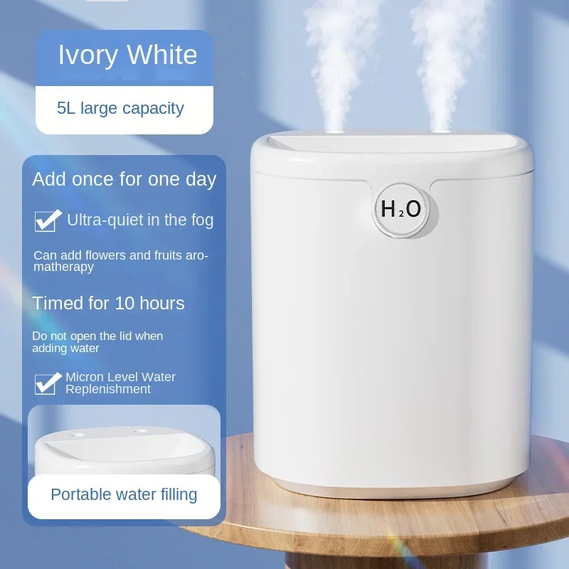 5L Large Capacity Air Humidifier USB Double Spray Nozzle Aroma Diffuser Essential Oils Smell Distributor for Home Bedroom Office