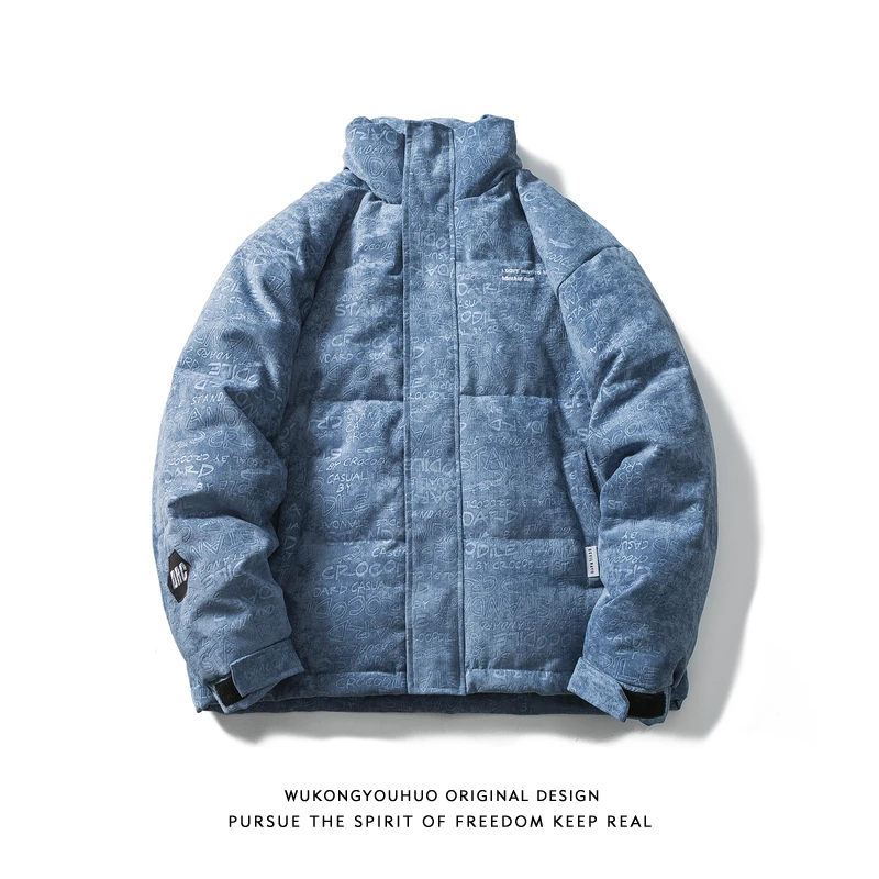 

Новая мужская пуховая куртка 2025 года в стиле ретро с 3D-надписями, свободного кроя, городская повседневная, молодежная, с принтом, из полиэстера