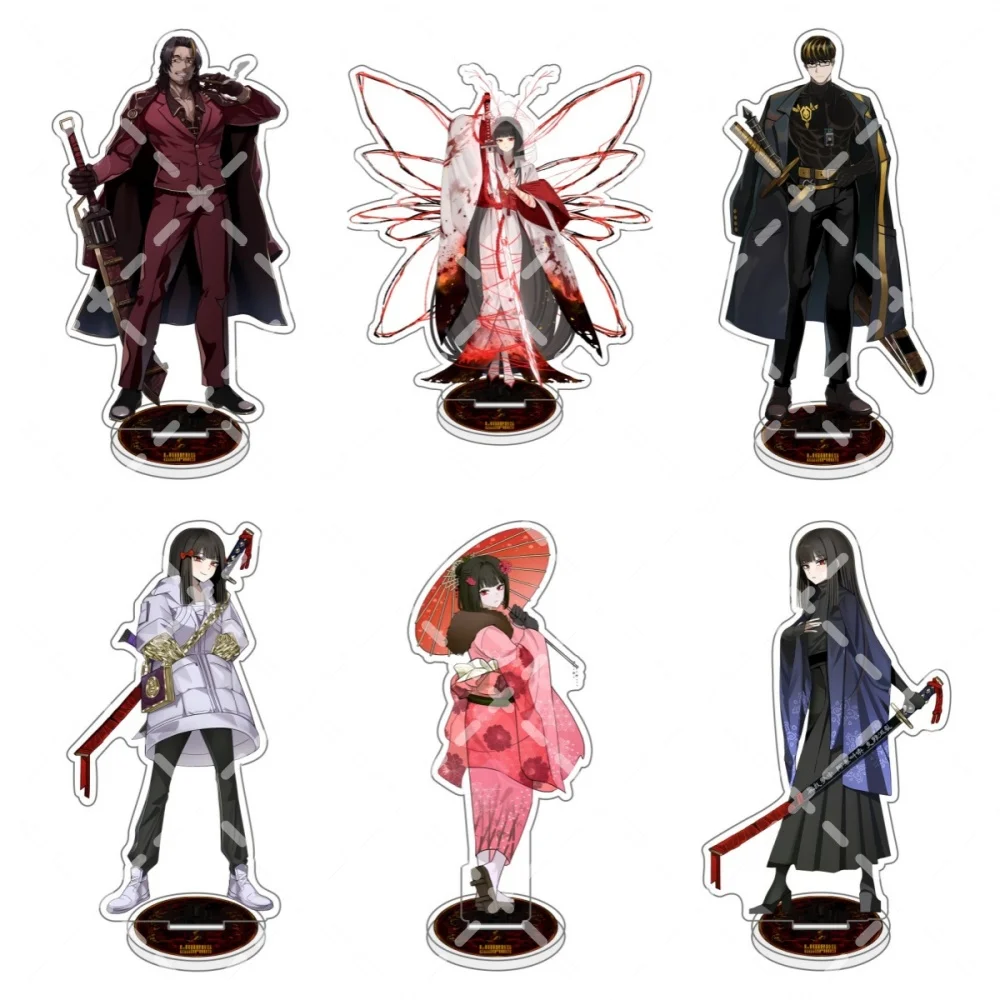Limbus Company Ryoshu Acrylic Stand Keychain, Red Butterfly Kimono Samurai Style Anime Desk Decor Fans Gift