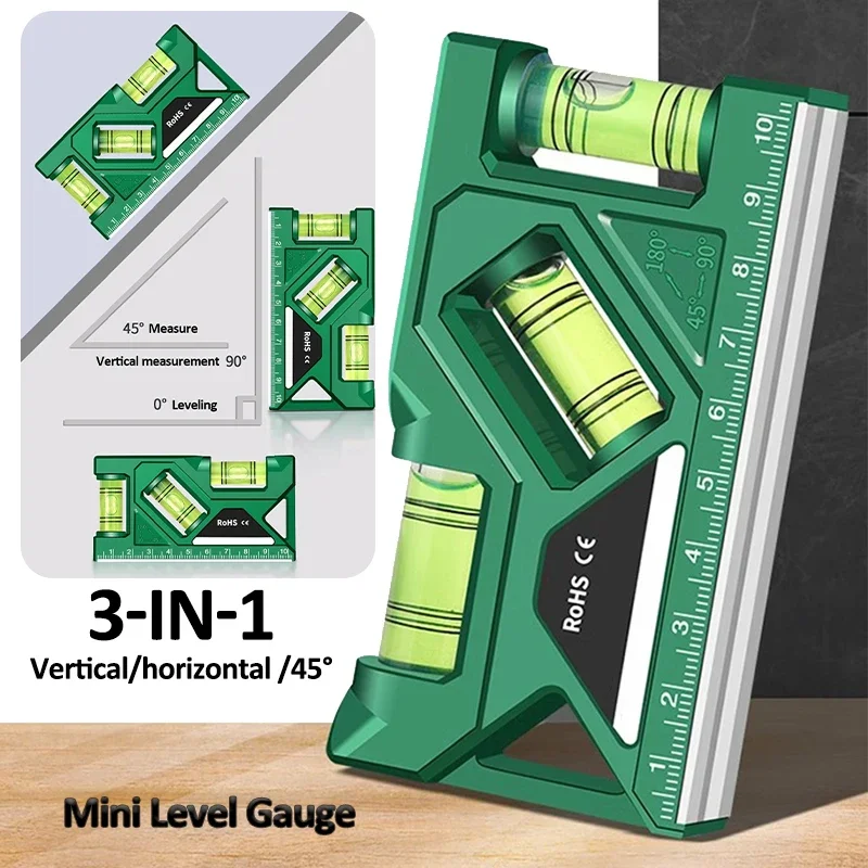 Mini-Füllstandsanzeige, hochpräzise horizontale vertikale Messung, metrisches Lineal, Winkelmesser für Zuhause, tragbar, magnetisch, Taschen-Füllstandsanzeige