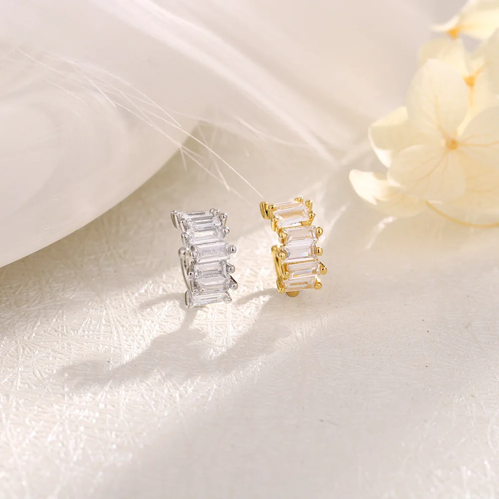 Irregular Square Zircon Ear Clip Earrings for Women