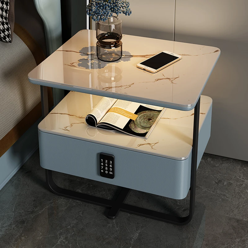 Smart Nightstand Wireless Charging Password Lock Multi Function Modern Luxury Bedside Table Home Tech Furniture