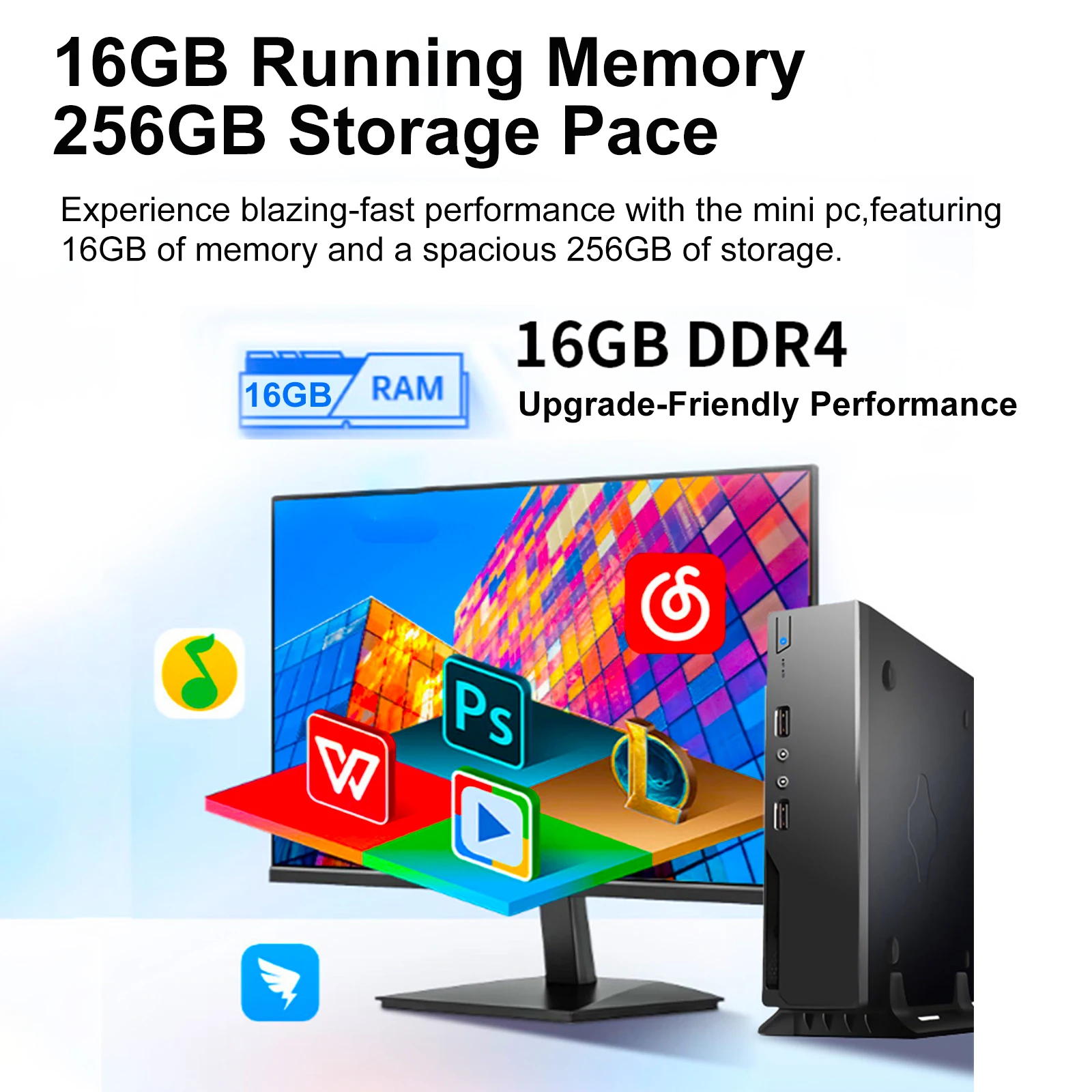 Mini PC Intel Core i5-3320 Dual Core Computer a 4 thread 16 GB DDR5 256 GB PCIe 3.0 SSD WiFi 6 BT5.2 Mini PC Computer desktop