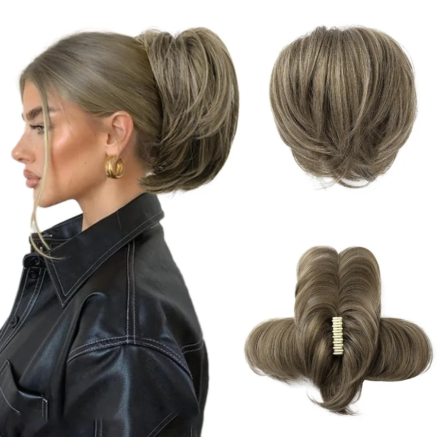 hoojih-メッシーバン-ヘアピース-クロークリップ-ストレートヘアバン-9インチ-ショートポニーテール-エクステンション-曲げられるメタルワイヤー付きヘアピース