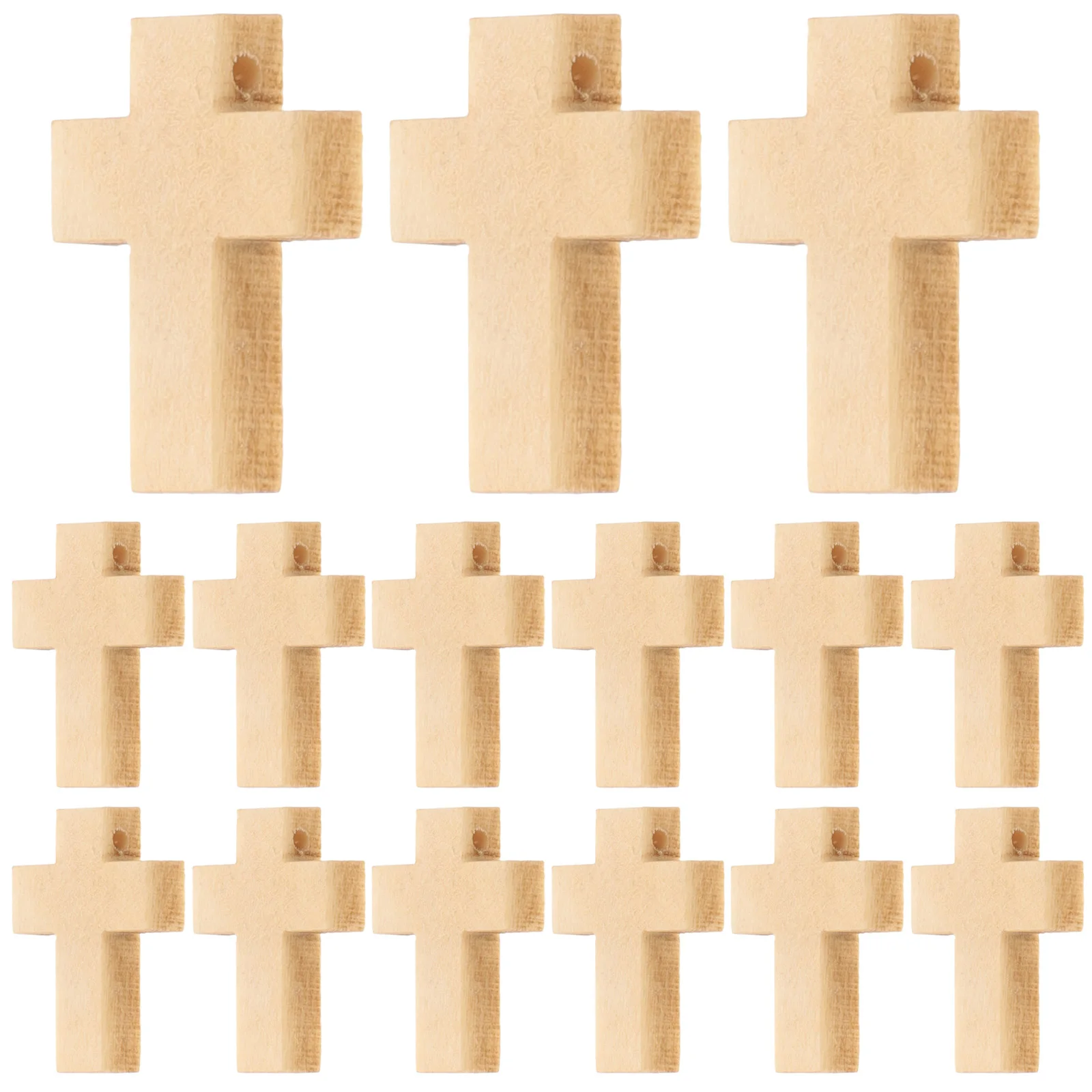 50 PC Unpainted Cross Dyed Polished Necklace Pendants Wooden Jewelry Decorate Retro