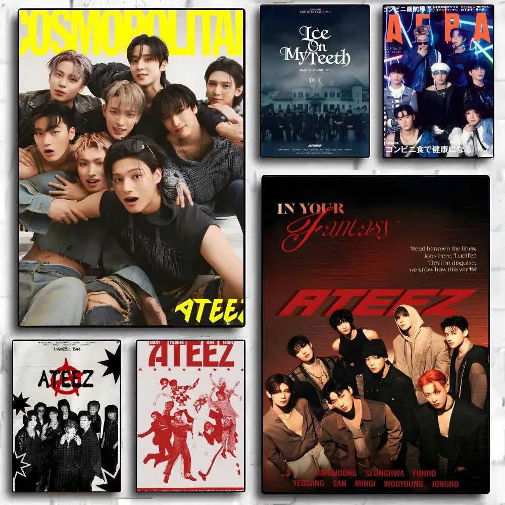 Korean Pop A-ATEEZ Poster Poster Painting And Print Wall Art Picture For Home Room Decor Gifts