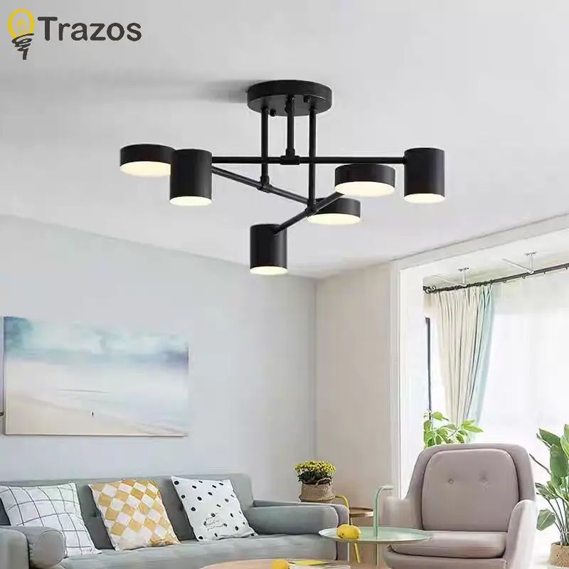 Nordic  Black Bedroom Ceiling Light Living Room Light Simple Atmosphere Home Study Bar Creative Simple Modern Iron Lighting