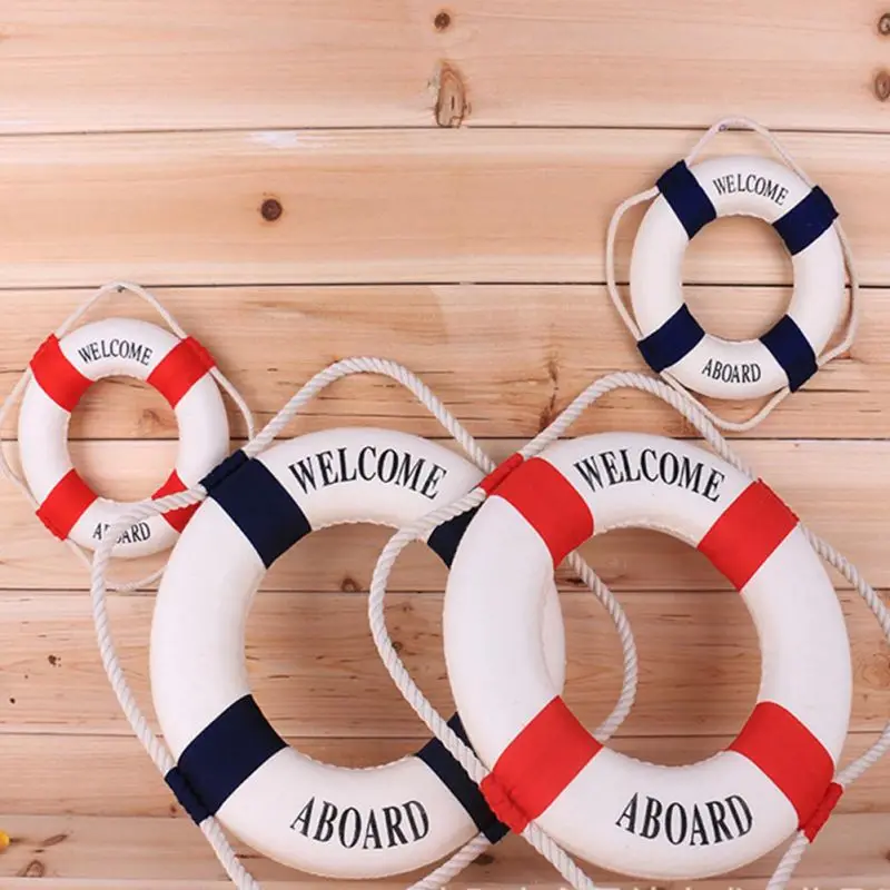 Navy Mediteranean Sea Family Adorment Life Buoy Wall Hanging Decorations Bar Home Decor Props Nautical Life Ring Wedding Crafts