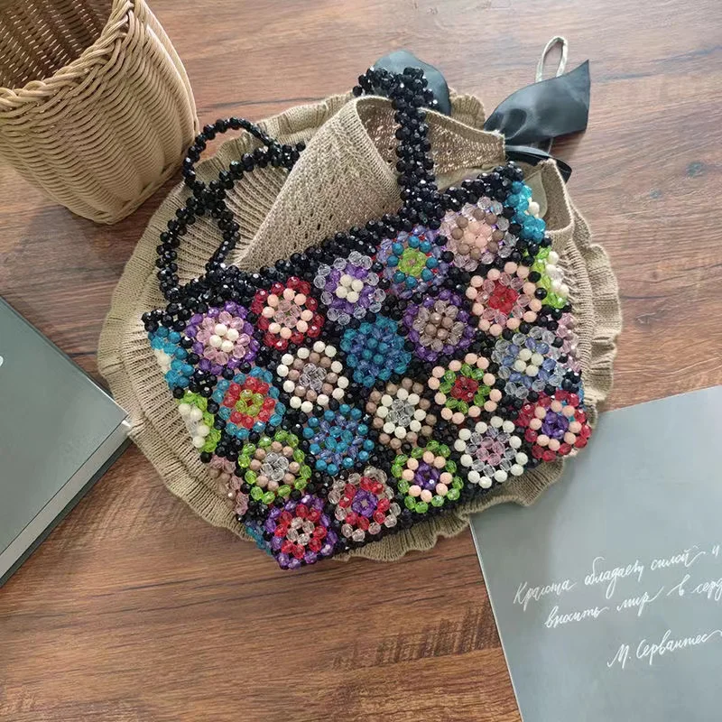 Piccola borsa di perline borsa a tracolla di design trasparente acrilico perle di cristallo scatola di perline di pietra Totes borsa da donna borsa