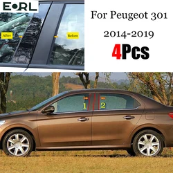 4PCS Mirror Window Pillar Posts Trim For Peugeot 301 2013-2019 Mirror Window Pillar Post Cover Trim car window BC column sticker