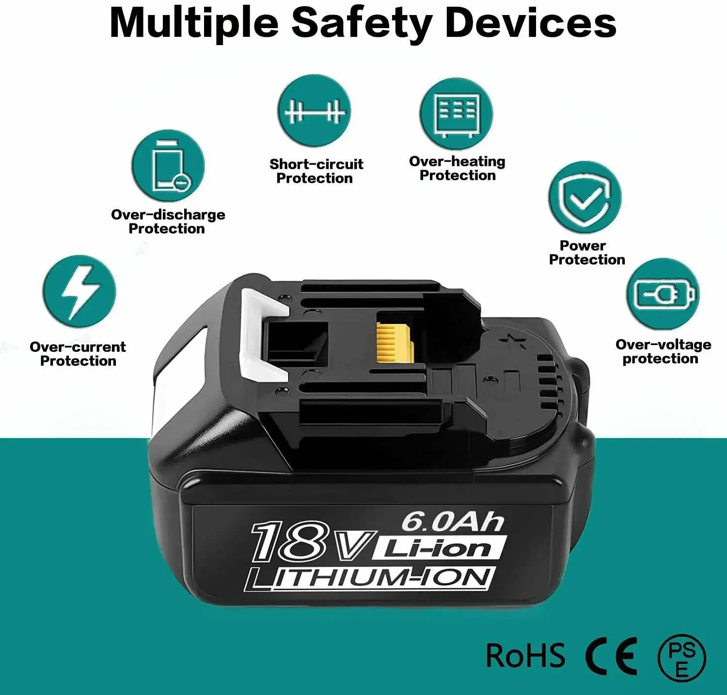 BL1860B 18V 6000MAH Rechargeable Battery Lithium-ion Battery Replacement Battery for MAKITA BL1860B BL1880 BL1830 BL1850 BL1860B