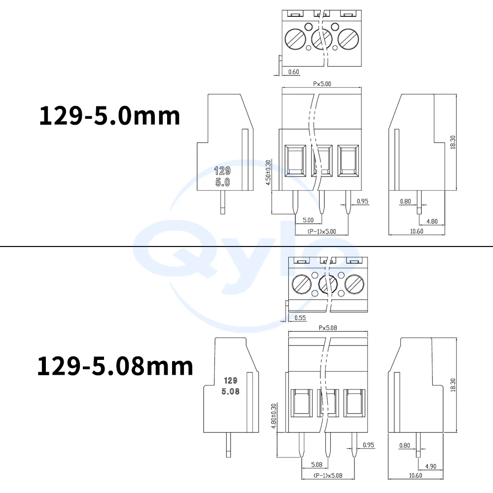 (1 pcs) 129 - 5.0MM - 5.08mm Screw-type PCB Terminal Block KEFA KF MG JM DG 129 - 5.0 - 5.08 Copper Eco-friendly Stackable 2P 3P
