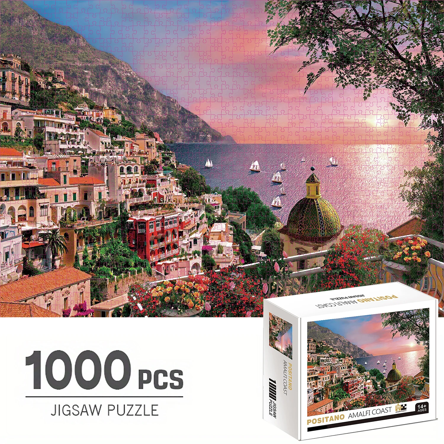 

1000 Pieces Jigsaw Puzzles, Positano Amalfi Coast, Adults Large Puzzle Toys Gift Intellectual Decompressing Fun Family Game