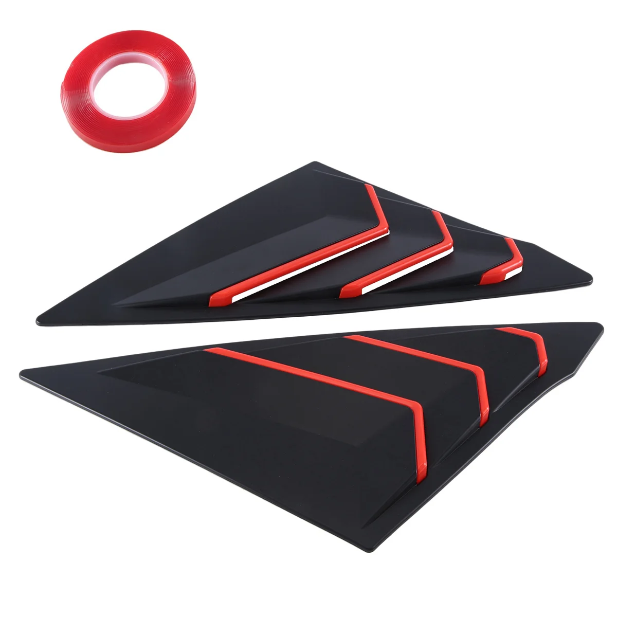 For Honda Civic 2022 2023 Sedan Rear Side Vent Quarter Window Louver Shutter Cover Matte Black+Red