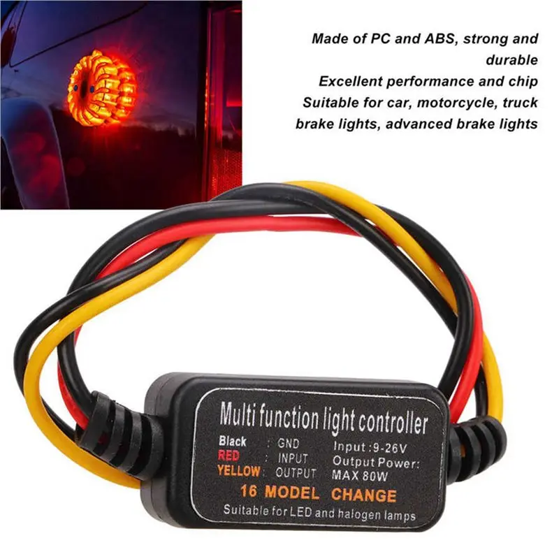 Leading-Edge-32Pcs 16 Modes Adjustable LED Brake Light Flasher Strobe Controller Universal For Car Motorcycle
