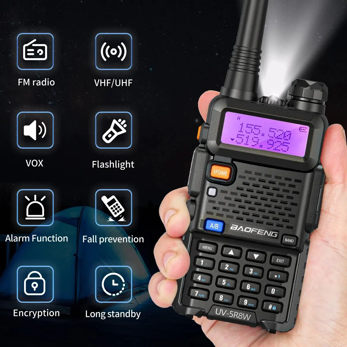 1/2 Stuks Baofeng Uv 5r 5W 8W Walkie Talkie Ham Cb Radio Lange Afstand Dual Band Vhf Uhf Fm Transceiver Tweeweg Radio Uv5r K5 Pl