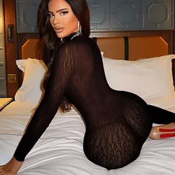 Sexy Leopard Print Bodysuit See-through Fishnet Bodystocking Women Sexy Lingerie Erotic Pajama Porn Dress Exotic Costume Sex Set