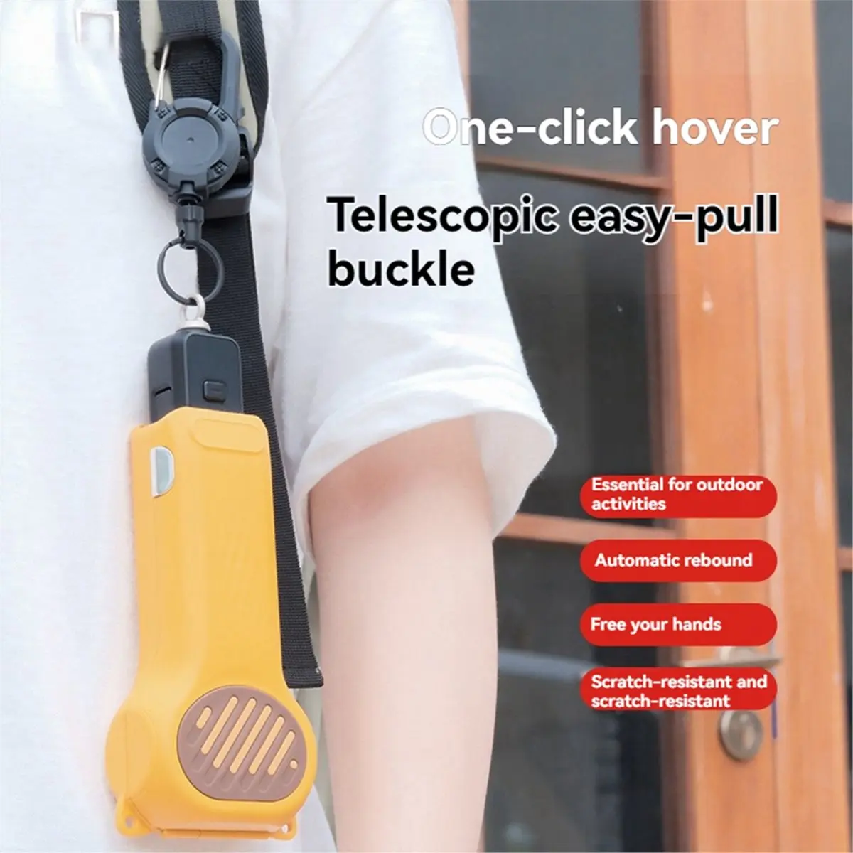 Retractable Pull Reel Carabiner One-Touch Lock Outdoor Sporty Attachment Keychain Tool for Luna Ultra Pocket 4 Pro 4 3