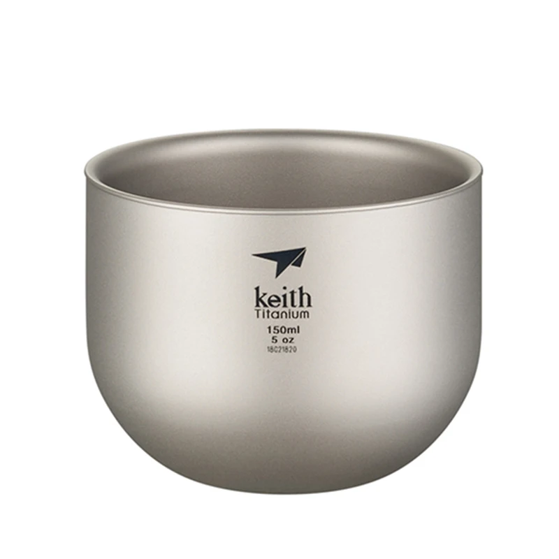 Imagem -02 - Keith Titanium Camping Teacup Parede Dupla Anti-escaldante Talheres de Piquenique ao ar Livre Drinkware Partido Copo de Chá Vinho 5.1oz 150ml