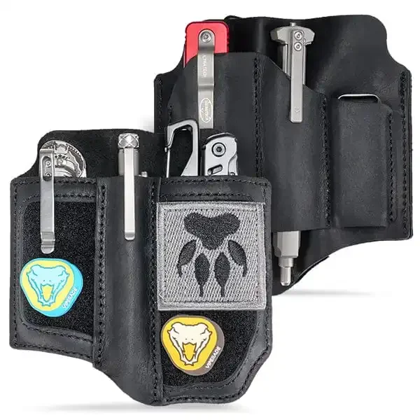 VIPERADE PL8 Multitool Sheath, EDC Leather Organizer Sheath with DIY Patch Area