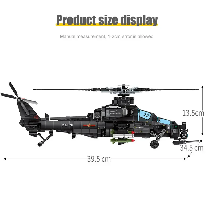 Technical Military Helicopter Z-10 Model Building Blocks City SWAT Armed Aircraft Gunship Warship Bricks Toys For Kid Adult Gift