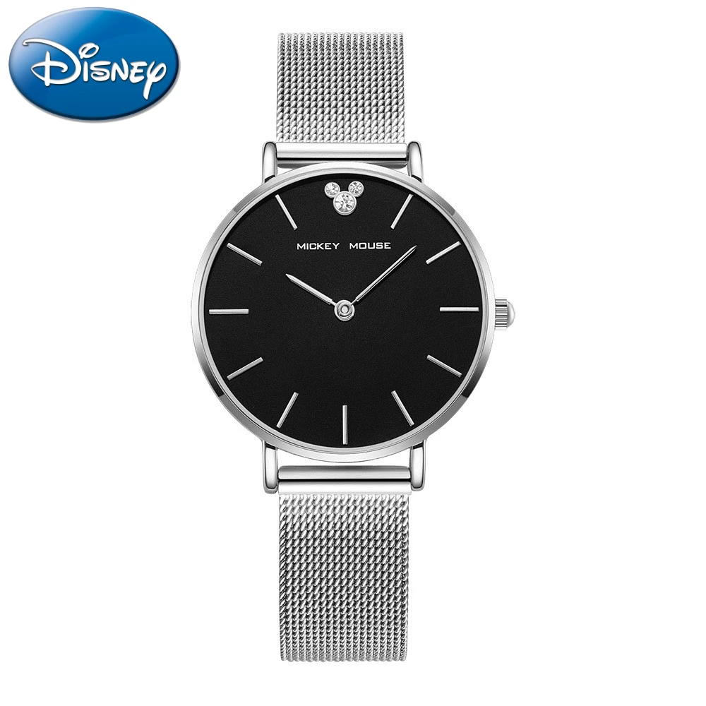 Disney Gift With Box Genuine Steel Band Watch Mesh Belt Fashion Simple Adult Women Ladies Popular Wrist Clock Relogio Masculino