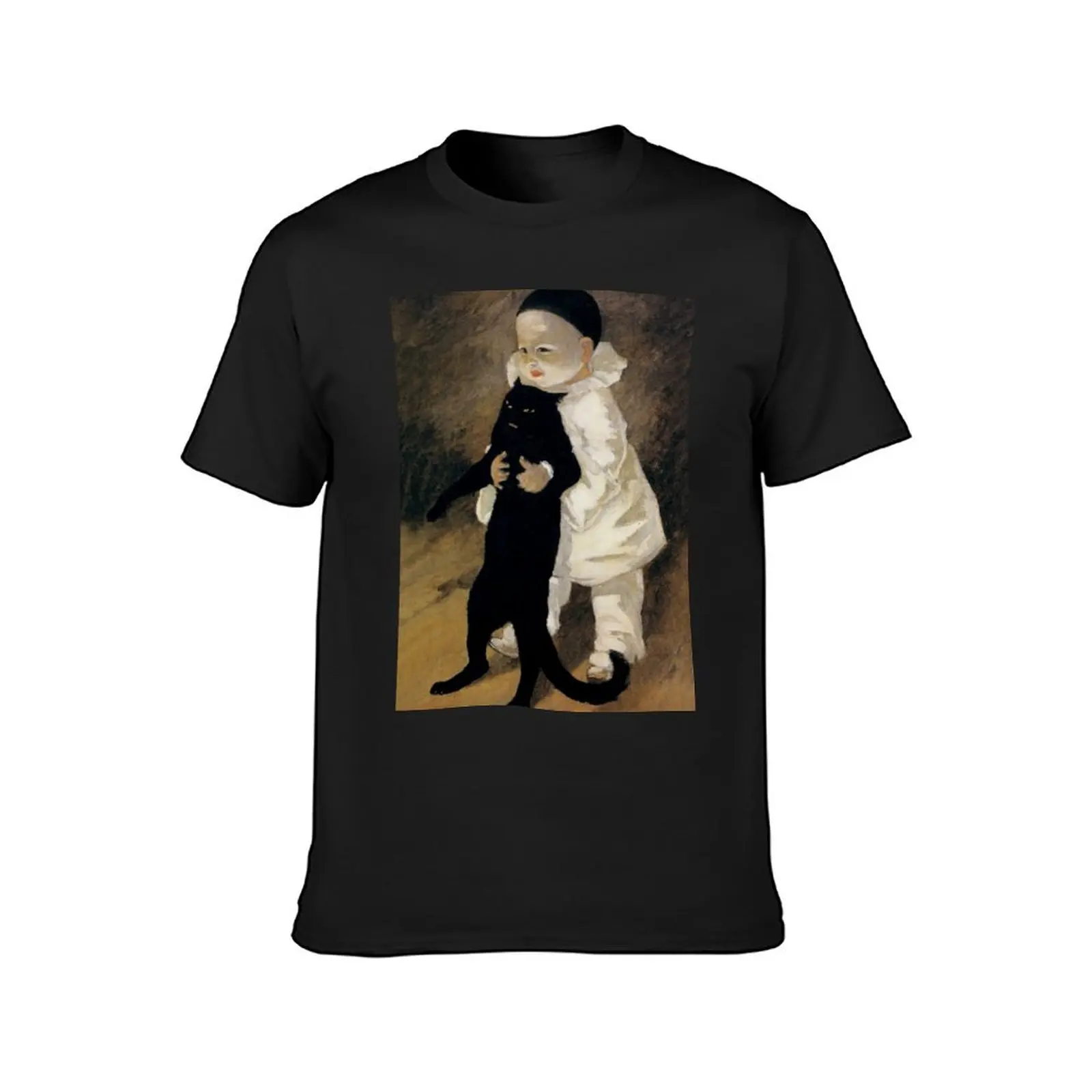 “Pierrot and the Cat” by Theophile Steinlen T-Shirt shirts graphic tees oversizeds mens tall t shirts