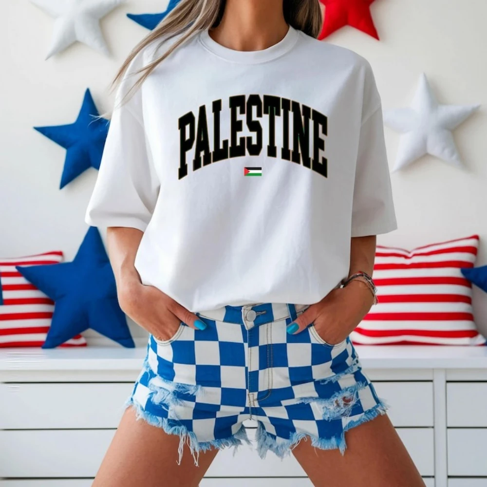 Palestine Flag Crewneck Tshirt Palestine Shirt Watermelon Symbol T-Shirt Cute Palestine Creative Tee Men Women Casual Streetwear