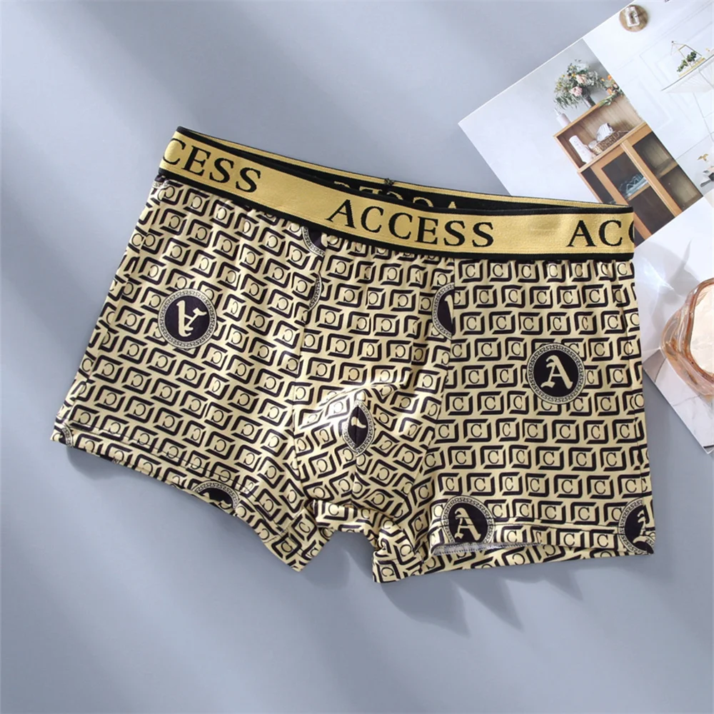 5pcs/lot Black Gold Men Boxers Comfortable Cotton Fashion Underwear