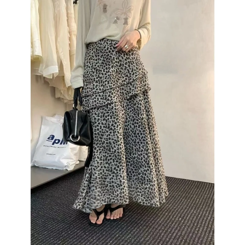 2026 Korean Leopard Print Irregular Skirt Design~ Feel Free To Match The Lazy Skirt