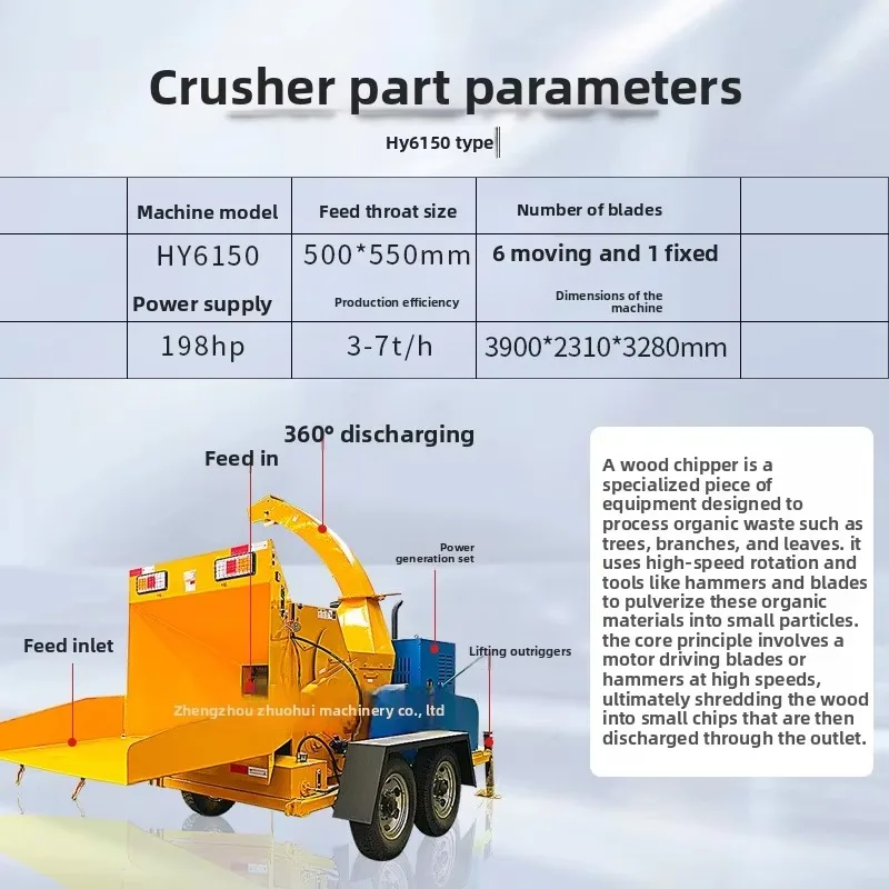 FL Customized Garden Branch Wood Chipper Multi-Functional Mobile Automatic Feeding for Edge Trimmings Waste Wood Straw Branches
