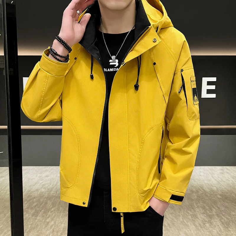 

Waterproof Jacket Men Outdoor Softshell Zip Up Hooded Jacket Lightweight Spring Autumn Coats Windbreaker Hiking Camping Coats