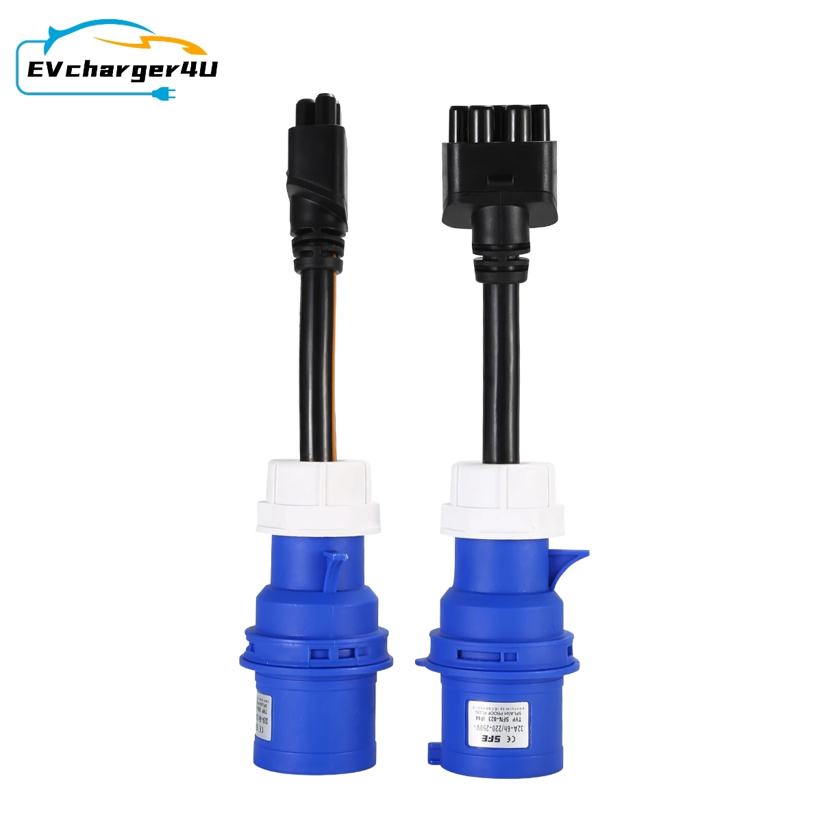 EVCharger4U 3Pin Blue CEE 32A Tesla Adapter 240V Gen 2 EV pigtail connector Adaptor for Model 3 S X Y