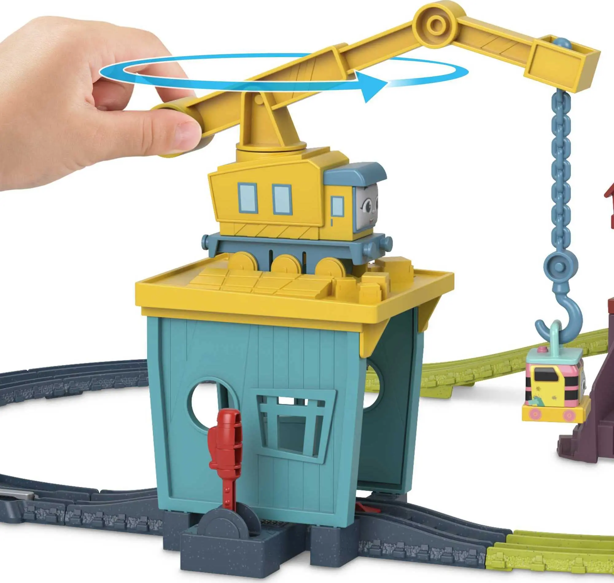 Thomas & Friends Fix 'em Up Friends Toy Train Set with Carly the Crane, Sandy the Rail Speeder & Thomas Motorized Toy Train Set