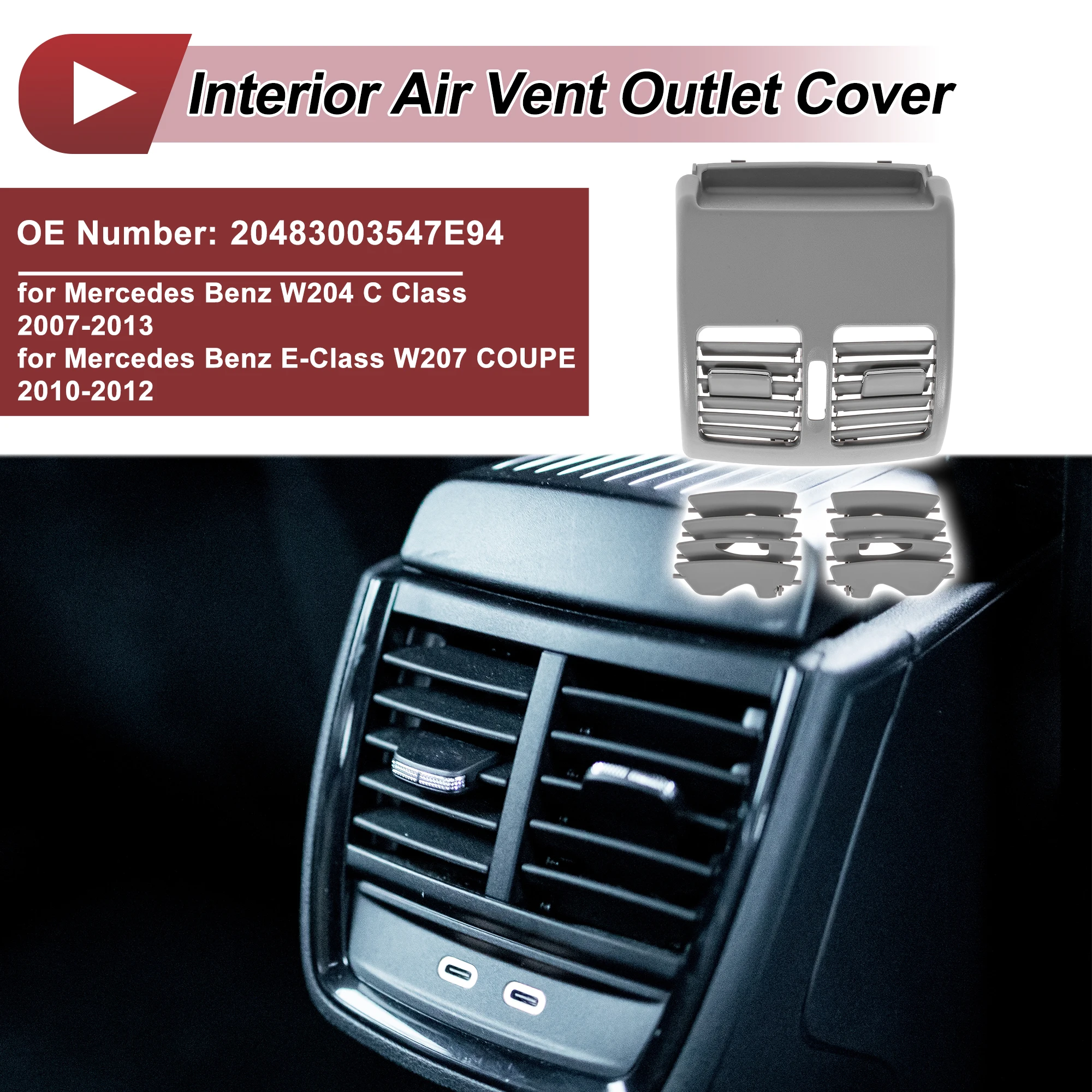 

UXCELL Rear Center Console Air Outlet Vent Grille No.20483003547E94 for Mercedes Benz