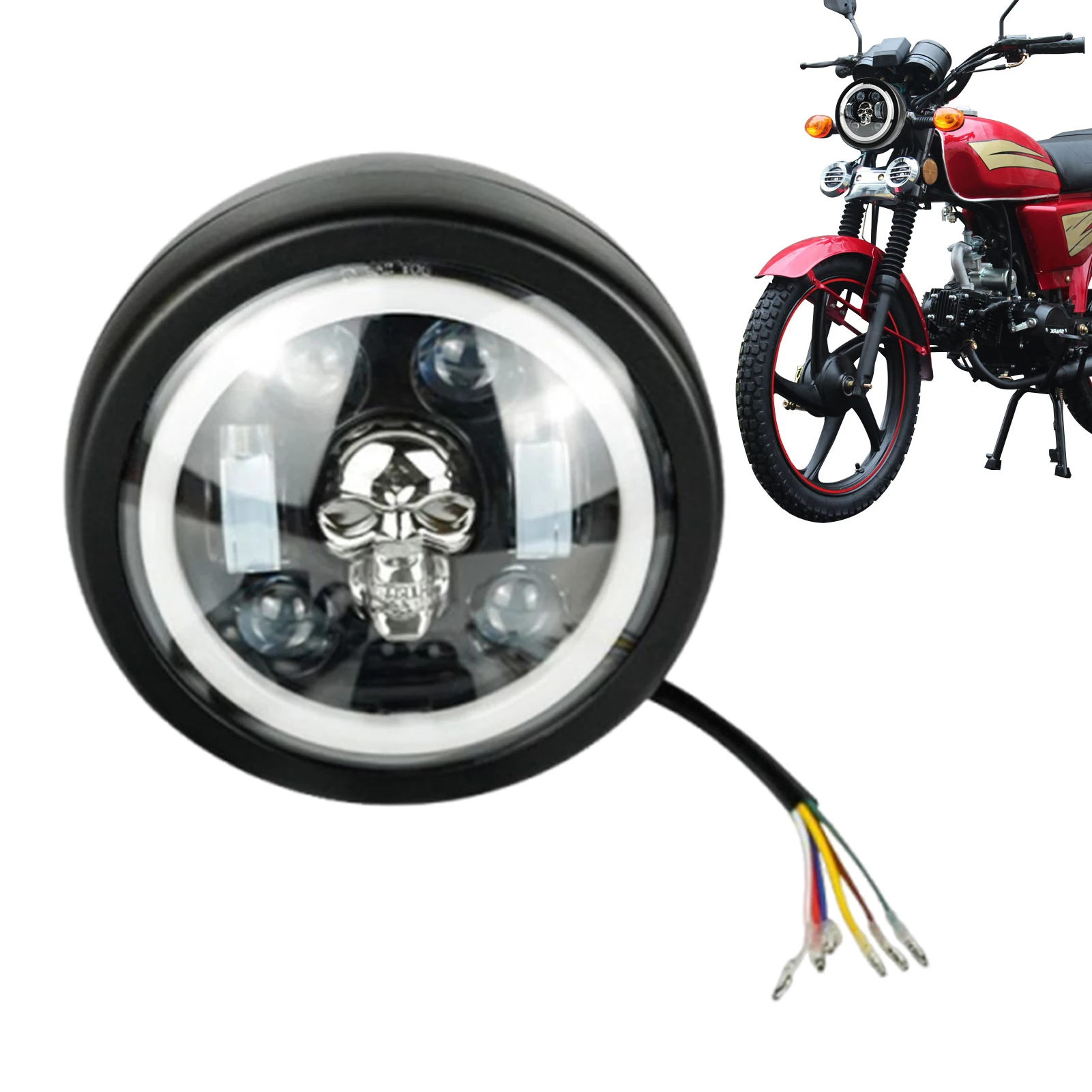 LED Motorcycle Headlight Round LED Lights Headlamp Super Bright Replacement Parts Spotlight Offroad Head Light Color Changing