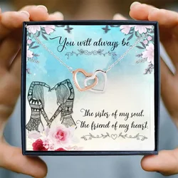 To My Sister Gift 2023 New Fashion Jewelry Women Necklaces Love Interlocked Heart Pendant Necklace Birthday Dropshipping