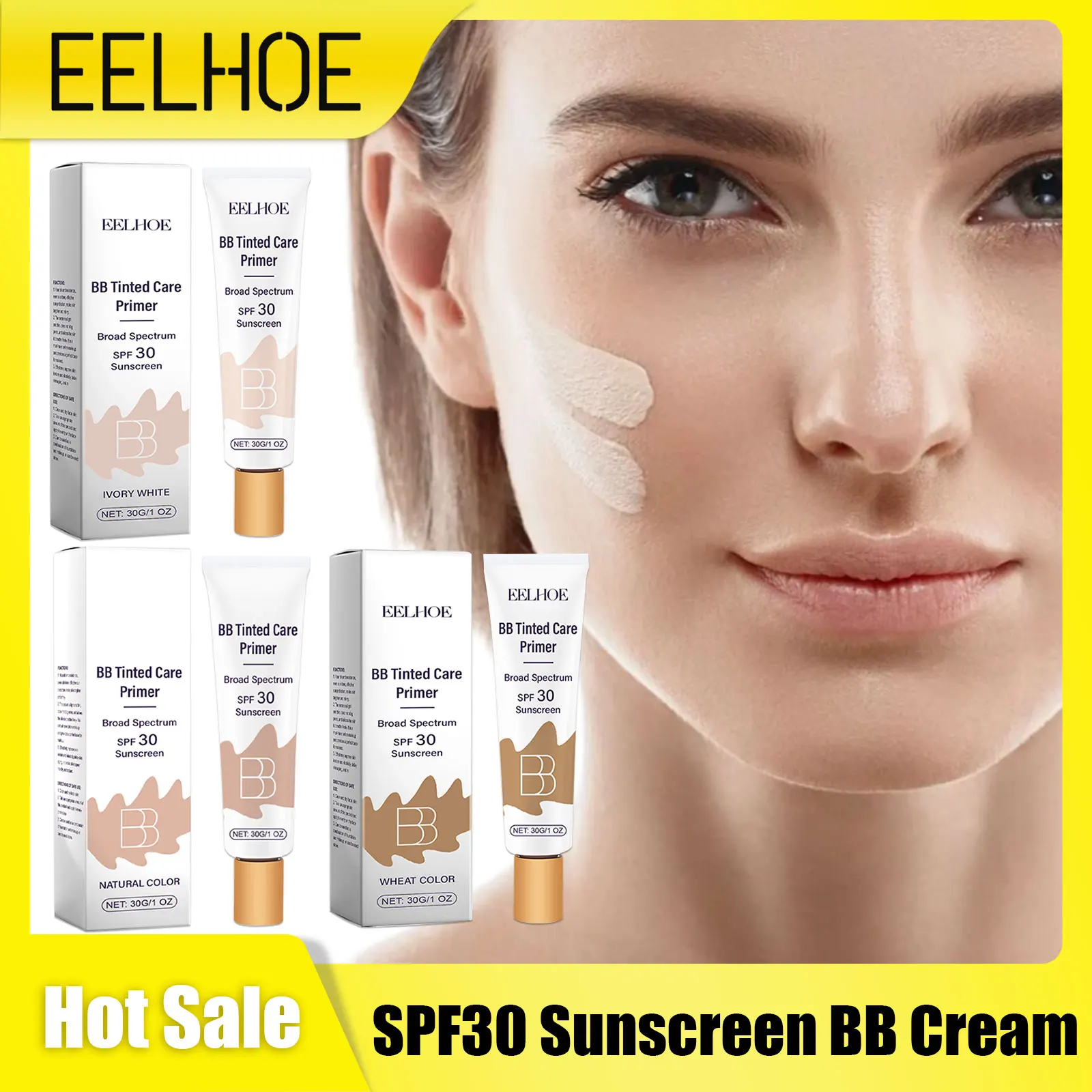 

Eelhoe Spf30+ Sunscreen Facial Bb Cream Oil Control Deep Moisturizing Keeps Smooth Sunblock Skin Makeup Protective Foundation ﻿