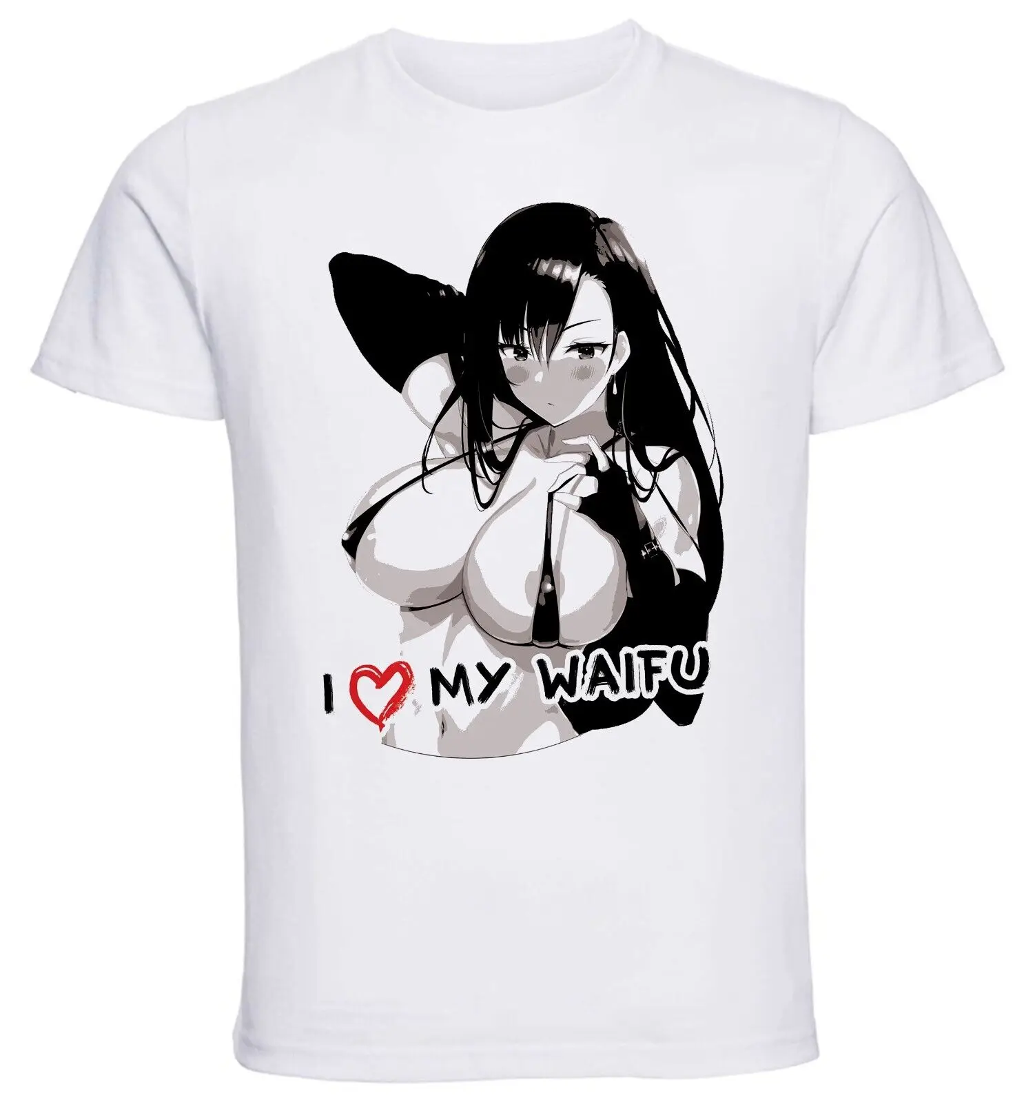 

White Black Ink Waifu Final Fantasy VII Tifa Lockhart PE0383 TShirt