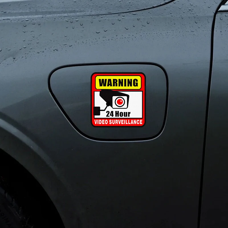1PC 24H Video Surveillance Motorcycle Stickers Funny DIY Motorbike Fuel Tank Scooter Warning Waterproof Car Window Decoration