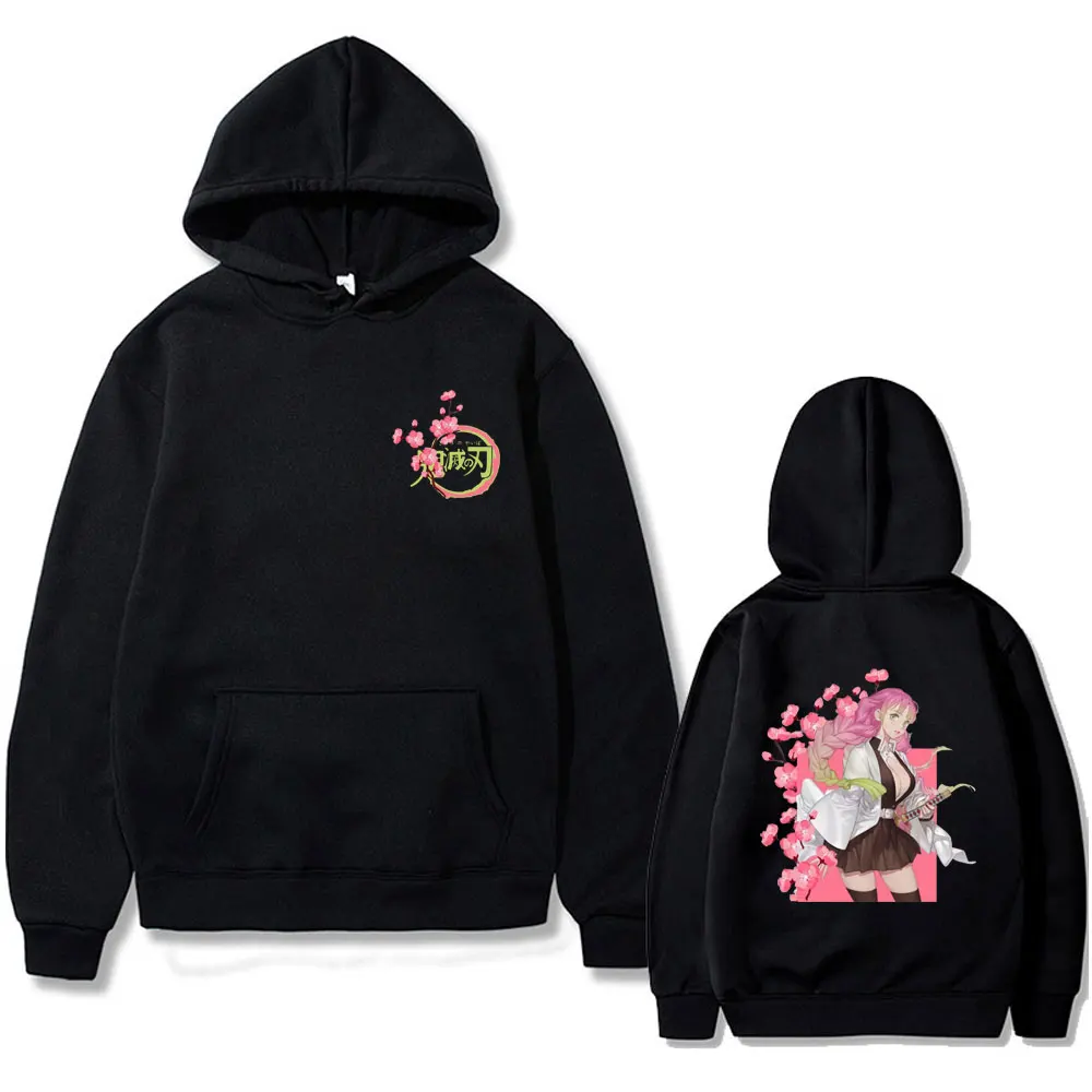 

Anime Demon Slayer Kanroji Mitsuri Cherry Blossom Logo Print Hoodie Men Women Clothing Pullover Hoodies Male Vintage Streetwear