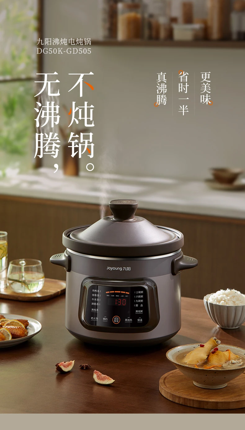 220V Joyoung Electric Stewpot, Automatic Soup Pot with Ceramic Inner Pot and Large Capacity