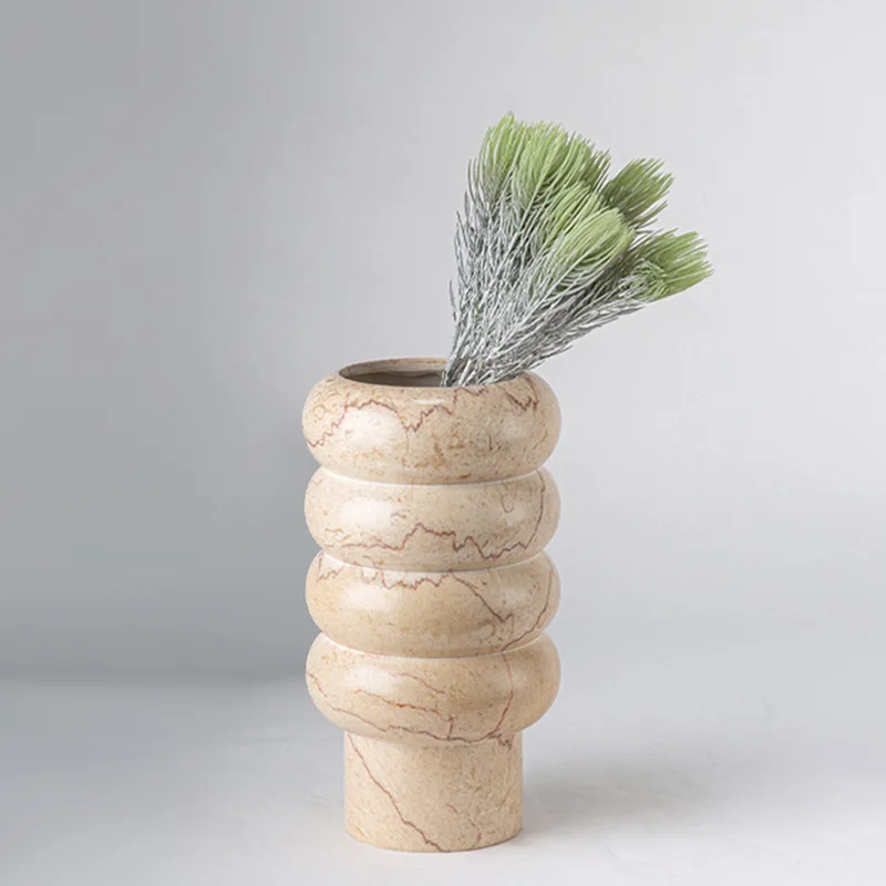 Modern living room coffee table desktop solid color flower ware, resin wabi wind  marble spiral ornament