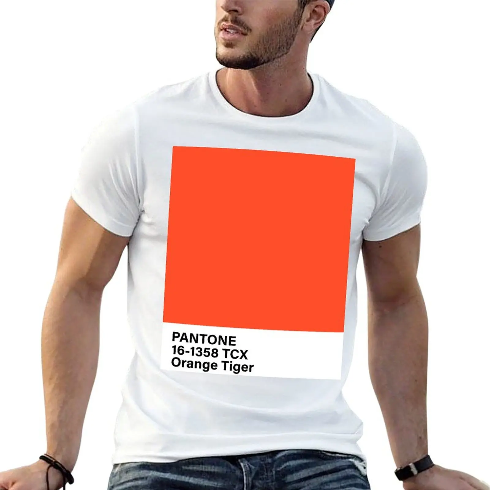 PANTONE 16-1358 TCX Orange Tiger, orange color T-Shirt Light Athletic Short Sleeve Tee Shirt