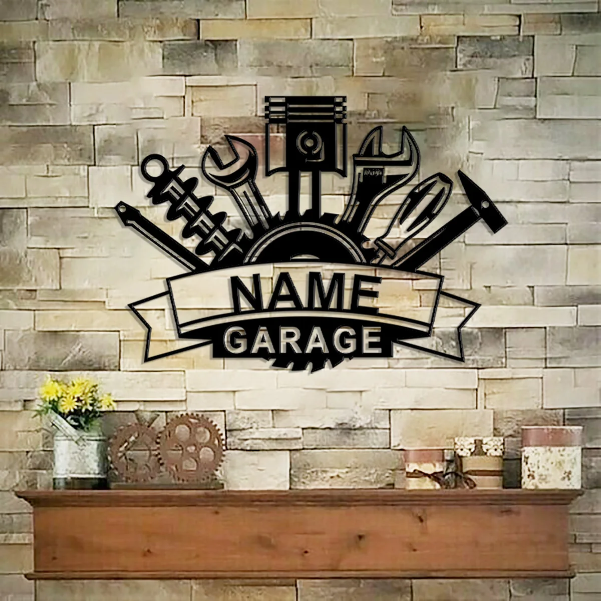 Custom Grandpa Garage Metal Wall Art Personalized Father Family Name Sign Room Decoration, Father's Day Wall Decor