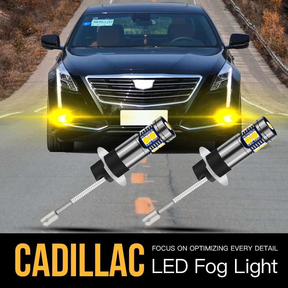 2pcs H3 Canbus No Error LED Fog Light Blub Lamp For Cadillac STS 2005 2006 2007 2008 2009 2010 2011