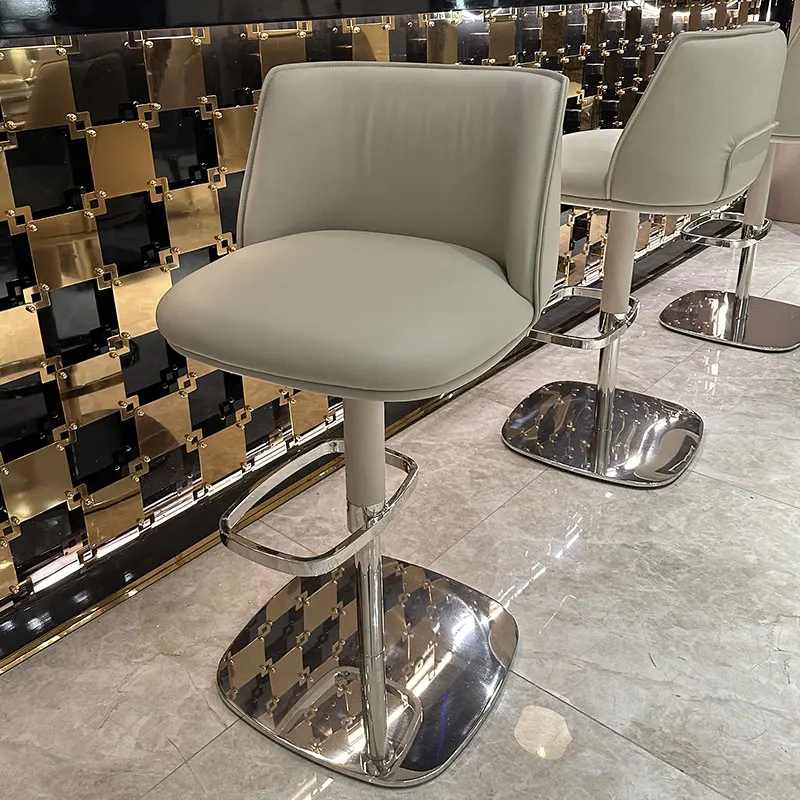 Accent Gray Barstools Swivel Design Restaurant Metal Minimalist Barber Bar Chairs Relaxing Rocking Chaise De Bar Salon Furniture