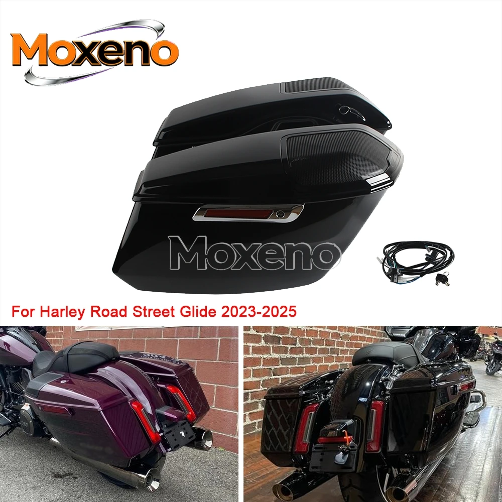 Motorcycle Black Saddle Bags Side Luggage Hard Bags For Harley Touring Street Glide Ultra FLHXU FLHX Road Glide FLTRX FLTRXSE